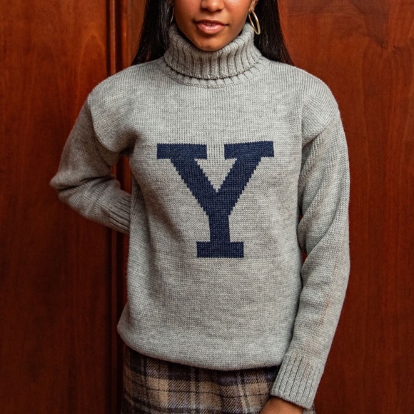 Yale University Women’s Merino Wool Submariner Roll Neck Drop Shoulder Sweater - Picture 1 of 16